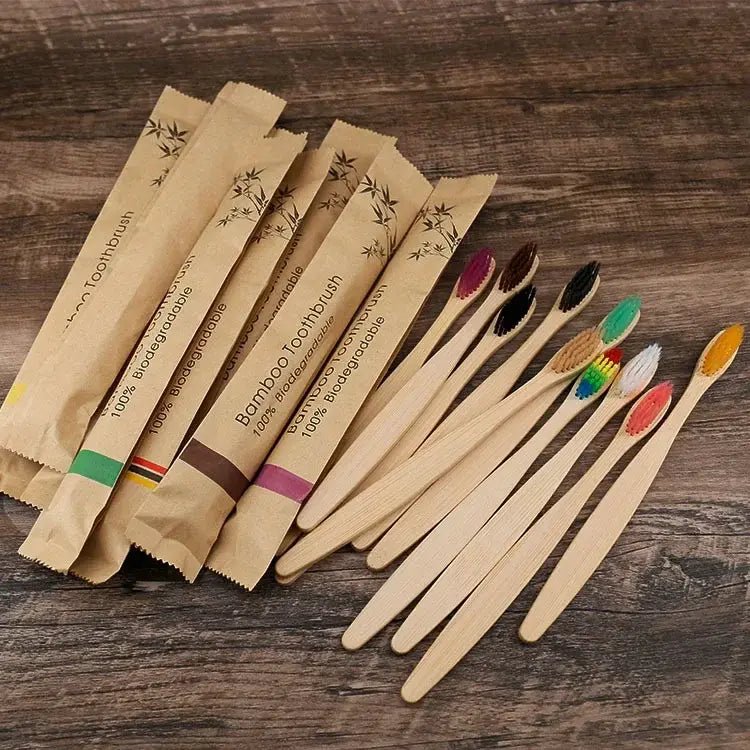 10 - Piece Colorful Bamboo Toothbrush Set