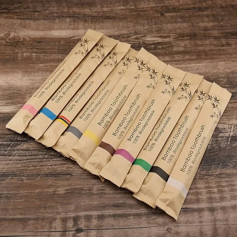 10 - Piece Colorful Bamboo Toothbrush Set